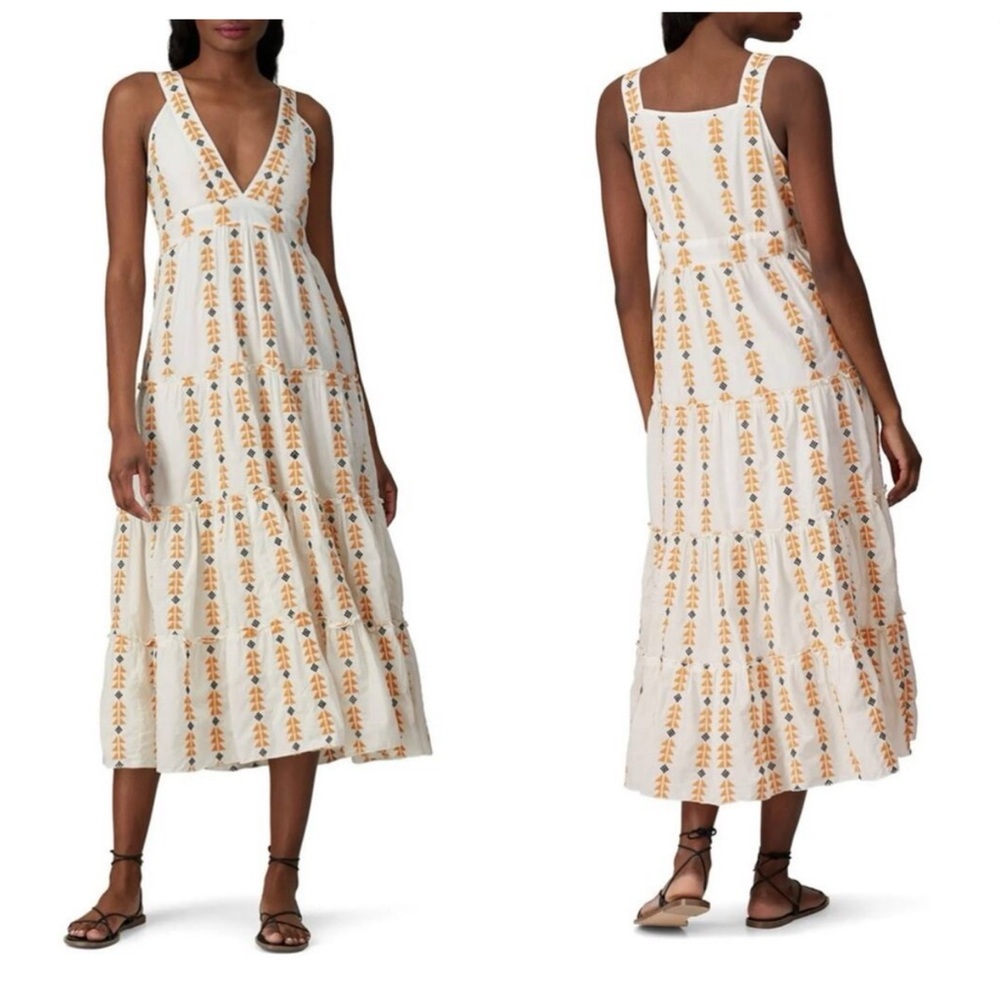 Area Stars Sorrento white embroidery floral boho sleeveless midi dress L